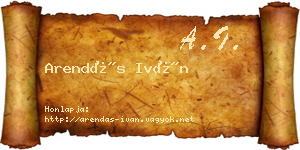 Arendás Iván névjegykártya